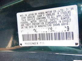 1996 ACURA INTEGRA LS SPECIAL EDITION GREEN HTBK 2DR 1.8L AT A18841